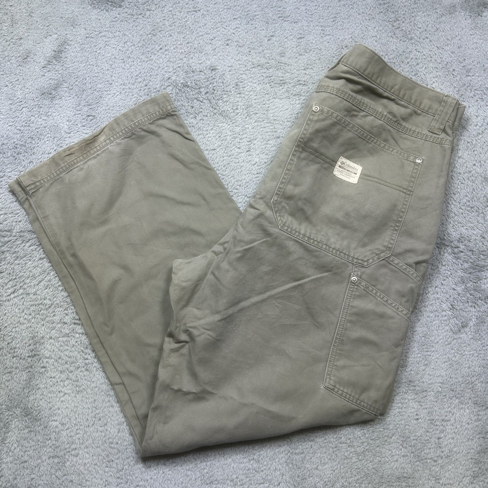 VTG COLUMBIA Pants Men's 38x30 Green Carpenter Cargo Canvas Work Outdoor Regular